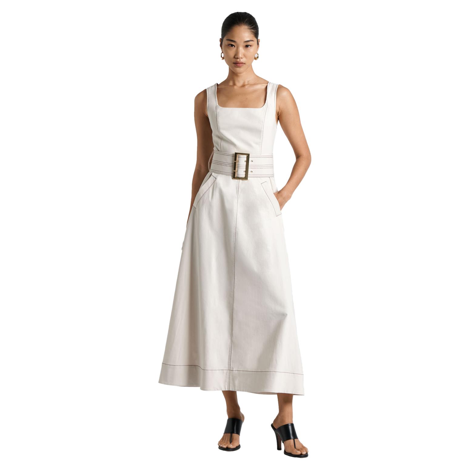 Cue European Cotton Belted Midi Dress